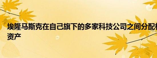 埃隆马斯克在自己旗下的多家科技公司之间分配相互重叠的资产