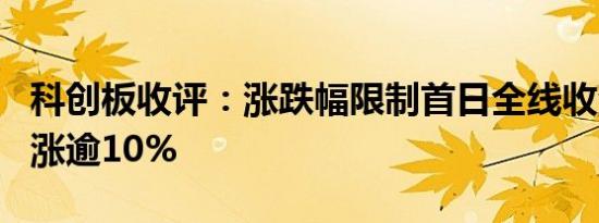 科创板收评：涨跌幅限制首日全线收涨 8个股涨逾10%