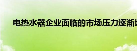 电热水器企业面临的市场压力逐渐增大