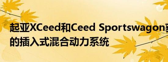 起亚XCeed和Ceed Sportswagon获得了新的插入式混合动力系统