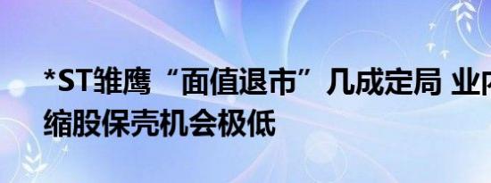 *ST雏鹰“面值退市”几成定局 业内人士：缩股保壳机会极低