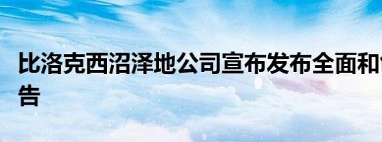 比洛克西沼泽地公司宣布发布全面和创新的报告