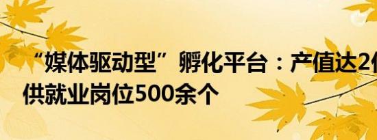 “媒体驱动型”孵化平台：产值达2亿元，提供就业岗位500余个