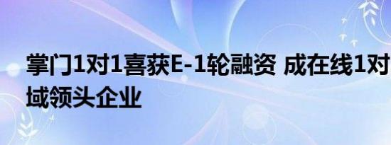 掌门1对1喜获E-1轮融资 成在线1对1教育领域领头企业