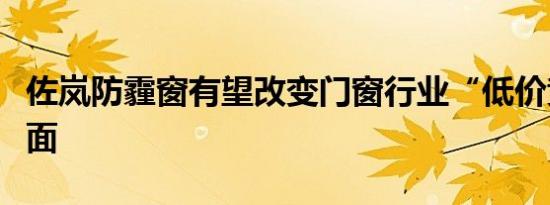 佐岚防霾窗有望改变门窗行业“低价竞争”局面