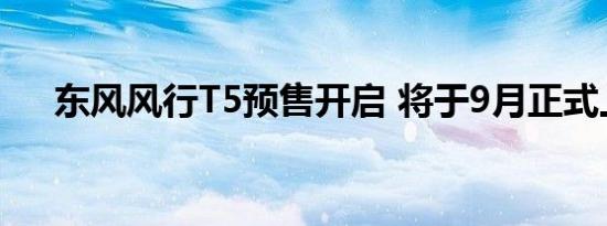 东风风行T5预售开启 将于9月正式上市