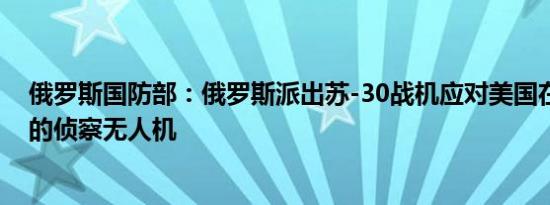 俄罗斯国防部：俄罗斯派出苏-30战机应对美国在黑海上空的侦察无人机