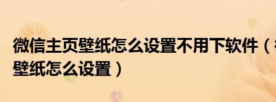 微信主页壁纸怎么设置不用下软件（微信主页壁纸怎么设置）