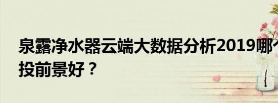 泉露净水器云端大数据分析2019哪个行业创投前景好？