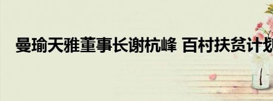 曼瑜天雅董事长谢杭峰 百村扶贫计划专访