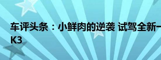 车评头条：小鲜肉的逆袭 试驾全新一代起亚K3