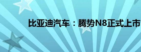 比亚迪汽车：腾势N8正式上市