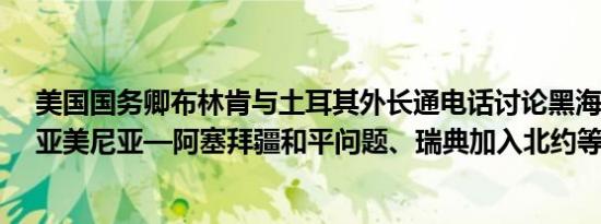 美国国务卿布林肯与土耳其外长通电话讨论黑海粮食计划、亚美尼亚—阿塞拜疆和平问题、瑞典加入北约等议题