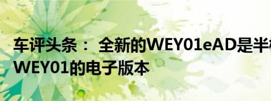 车评头条： 全新的WEY01eAD是半概念预览WEY01的电子版本