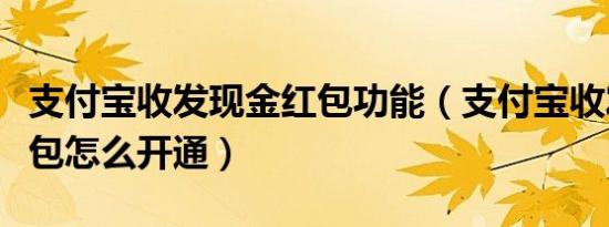 支付宝收发现金红包功能（支付宝收发现金红包怎么开通）