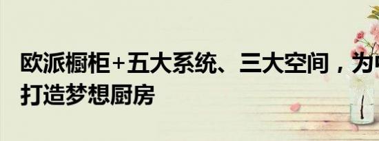 欧派橱柜+五大系统、三大空间，为中国家庭打造梦想厨房