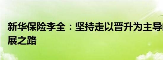 新华保险李全：坚持走以晋升为主导的组织发展之路