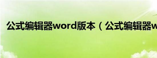 公式编辑器word版本（公式编辑器word）