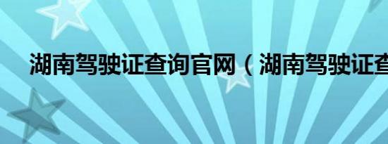 湖南驾驶证查询官网（湖南驾驶证查询）