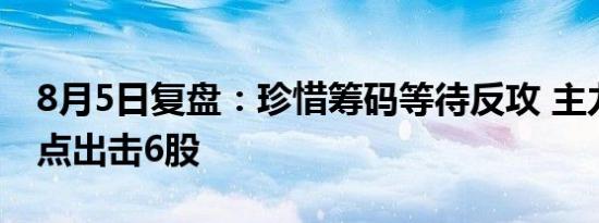 8月5日复盘：珍惜筹码等待反攻 主力资金重点出击6股