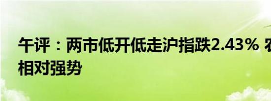 午评：两市低开低走沪指跌2.43% 农业板块相对强势