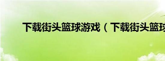 下载街头篮球游戏（下载街头篮球）