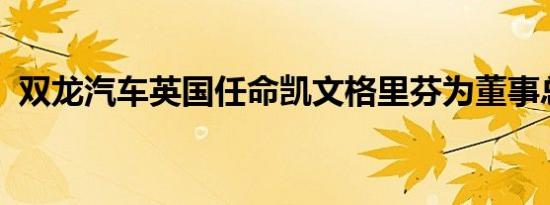 双龙汽车英国任命凯文格里芬为董事总经理