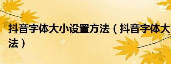 抖音字体大小设置方法（抖音字体大小设置方法）