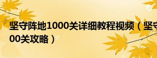 坚守阵地1000关详细教程视频（坚守阵地1000关攻略）