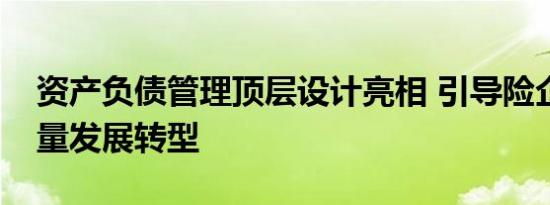 资产负债管理顶层设计亮相 引导险企向高质量发展转型