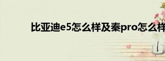 比亚迪e5怎么样及秦pro怎么样