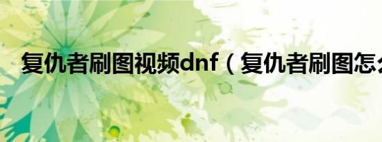 复仇者刷图视频dnf（复仇者刷图怎么样）