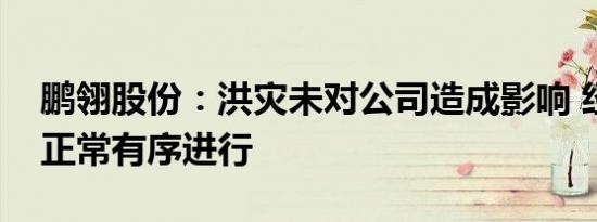 鹏翎股份：洪灾未对公司造成影响 经营活动正常有序进行