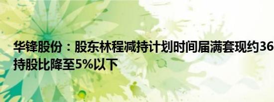 华锋股份：股东林程减持计划时间届满套现约3690.42万元持股比降至5%以下