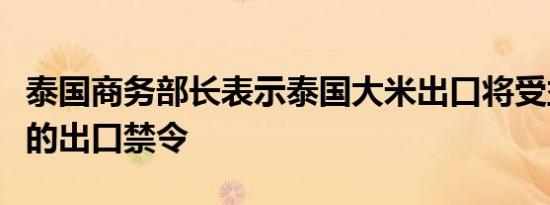 泰国商务部长表示泰国大米出口将受益于印度的出口禁令