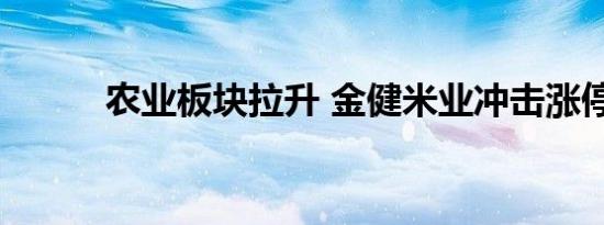 农业板块拉升 金健米业冲击涨停