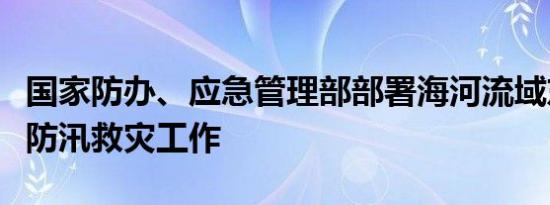 国家防办、应急管理部部署海河流域东北地区防汛救灾工作