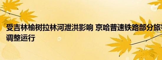 受吉林榆树拉林河泄洪影响 京哈普速铁路部分旅客列车临时调整运行