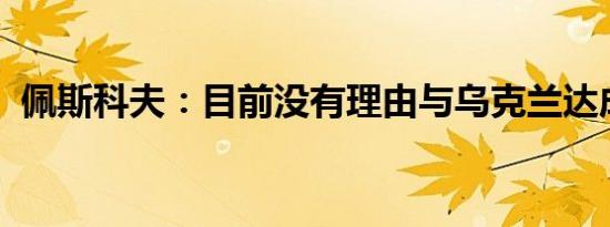 佩斯科夫：目前没有理由与乌克兰达成协议