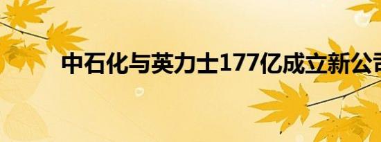 中石化与英力士177亿成立新公司