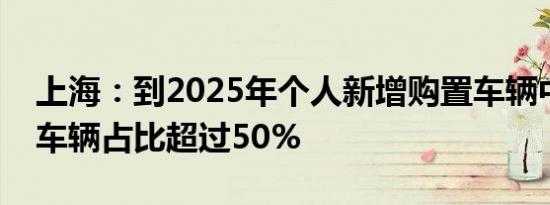 上海：到2025年个人新增购置车辆中纯电动车辆占比超过50%