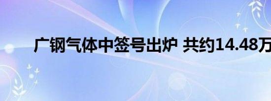 广钢气体中签号出炉 共约14.48万个