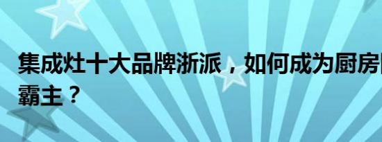 集成灶十大品牌浙派，如何成为厨房圈的家电霸主？