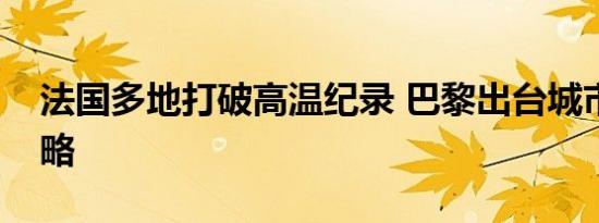 法国多地打破高温纪录 巴黎出台城市应对策略