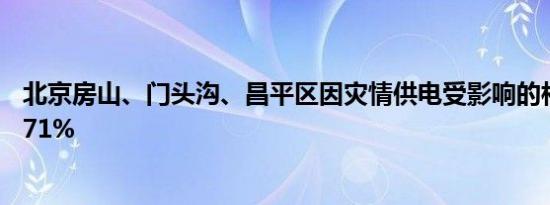 北京房山、门头沟、昌平区因灾情供电受影响的村复电率达71%