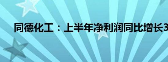 同德化工：上半年净利润同比增长3.1%