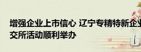 增强企业上市信心 辽宁专精特新企业走进深交所活动顺利举办