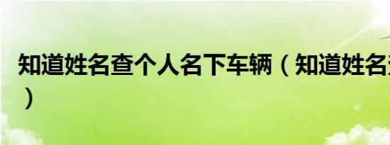 知道姓名查个人名下车辆（知道姓名查身份证）