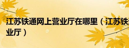 江苏铁通网上营业厅在哪里（江苏铁通网上营业厅）