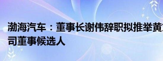 渤海汽车：董事长谢伟辞职拟推举黄文炳为公司董事候选人